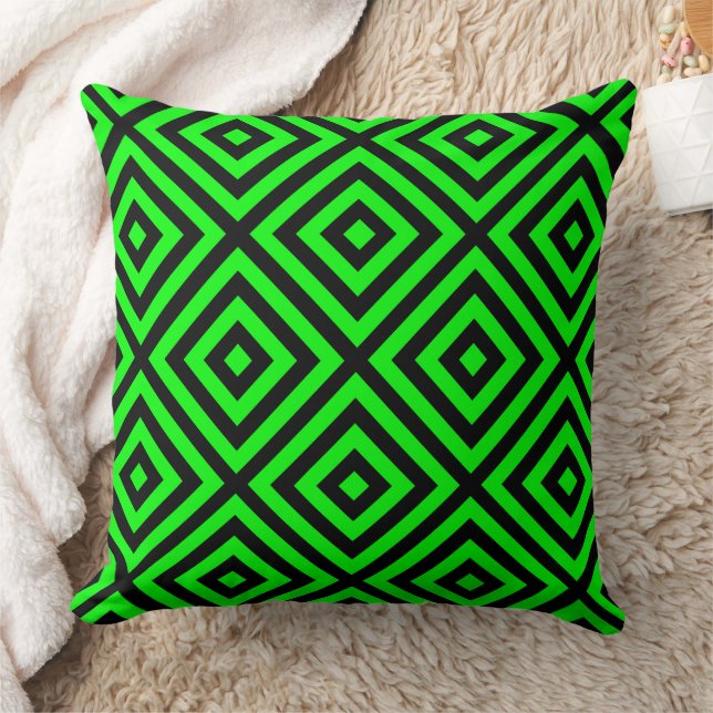 Neon Green Pattern Throw Pillow (Blanket)
