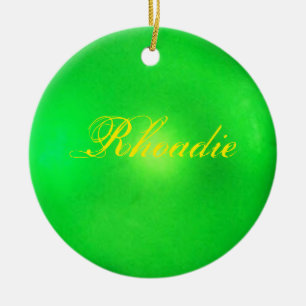 Neon Green Personalized Holiday Ceramic Ornament