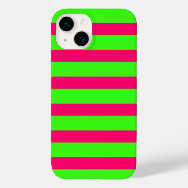 Neon Green & Pink Striped iPhone Case – Customize (Back)