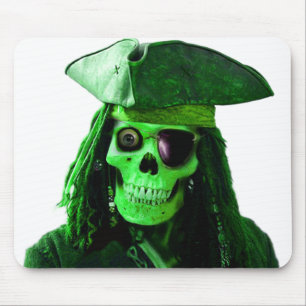 Neon Green Pirate with skully & patch Mouse Pad