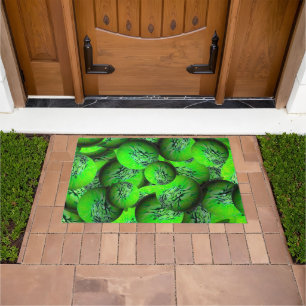 Neon green planets - pattern in 3D optics      Doormat