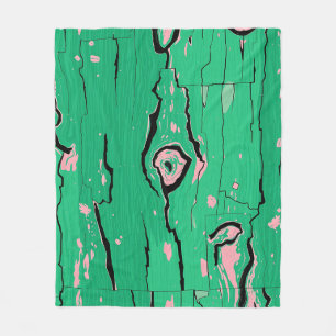 Neon Green Pop Art Wood Grain Abstract Bark  Fleece Blanket