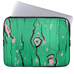 Neon Green Pop Art Wood Grain Abstract Bark Laptop Sleeve