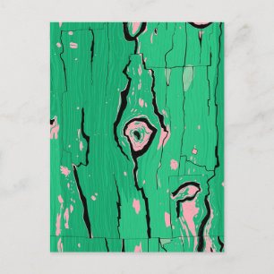 Neon Green Pop Art Wood Grain Abstract Bark  Postcard