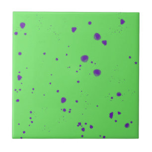 Neon Green Purple Splotches Tile