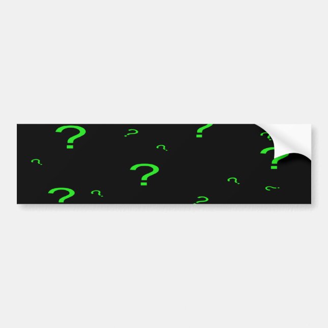 Neon Green Question Mark Bumper Sticker (Front)