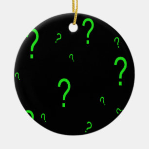 Neon Green Question Mark Ceramic Ornament