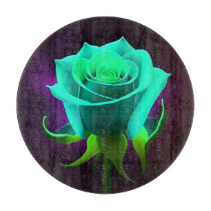Neon Green Rose Cutting Board