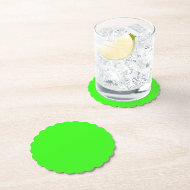 Neon Green Scalloped Paper Coaster (Insitu)