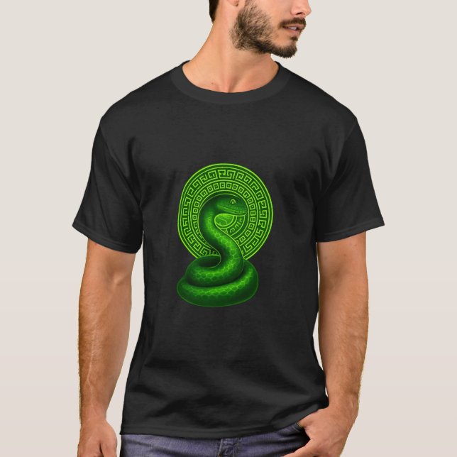 Neon Green Serpent Mandala T-Shirt (Devant)
