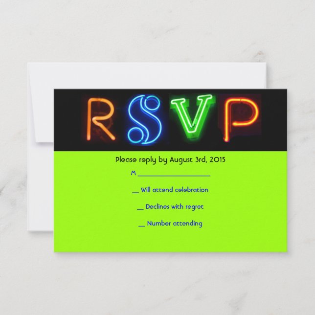 NEON GREEN SIGNS Bar Bat Mitzvah RSVP Card (Front)