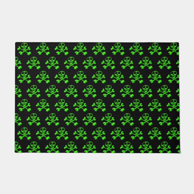 neon green skull doormat (Front)
