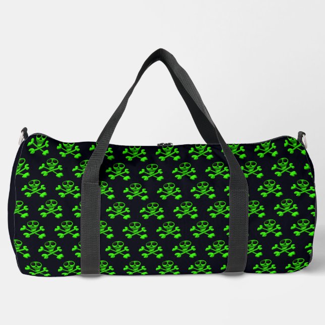 neon green skull duffle bag (Front)