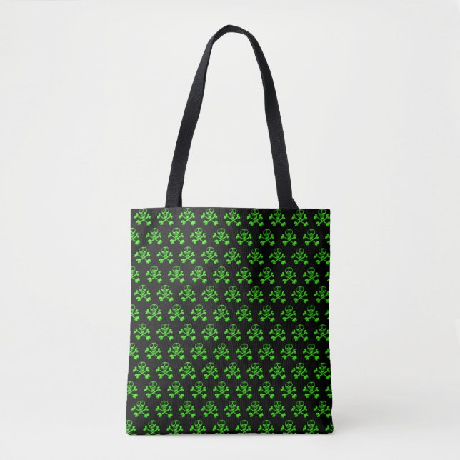 neon green skull tote bag (Front)