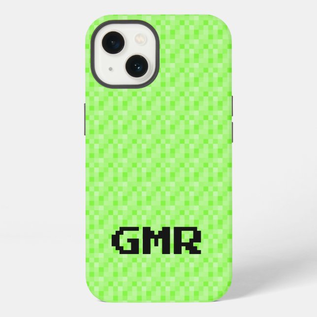 Neon green small pixel pattern  iPhone 13 Case (Back)
