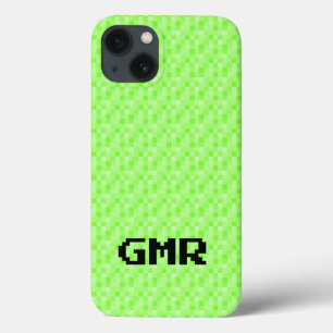 Neon green small pixel pattern  iPhone 13 Case