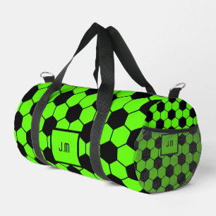 Neon Green Soccer Player Custom Initials Duffle Bag