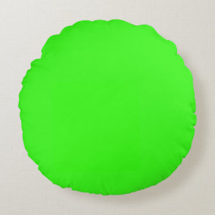 Neon Green Solid Color  Round Pillow