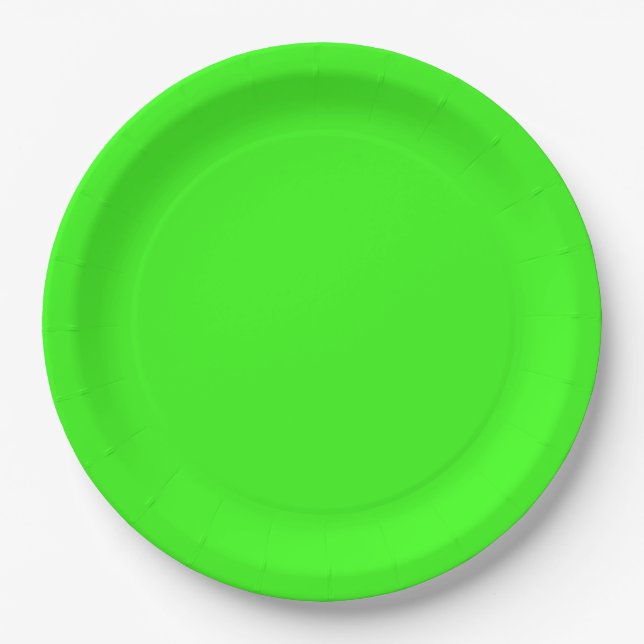 Neon Green Solid Colour | Classic Paper Plate (Front)