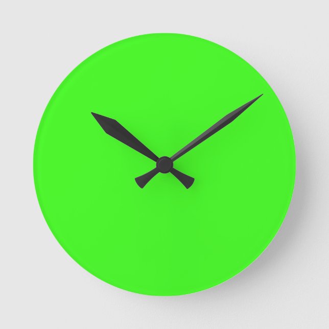 Neon Green Solid Colour | Classic Round Clock (Front)