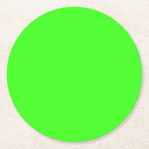 Neon Green Solid Colour Round Paper Coaster