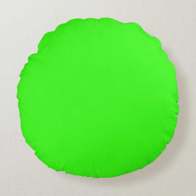 Neon Green Solid Colour Round Pillow (Front)