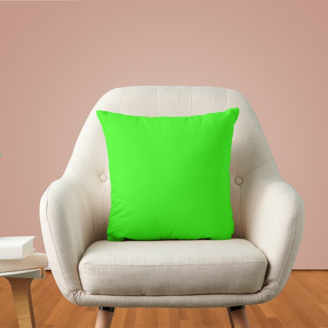 Neon Green Solid Colour Throw Pillow (Creator Uploaded)