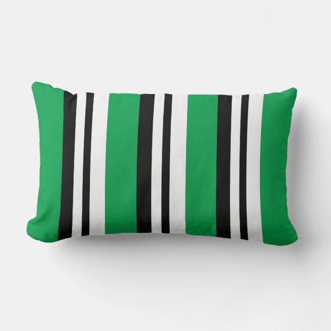 Neon Green Stripe Reversible Pillow (Front)
