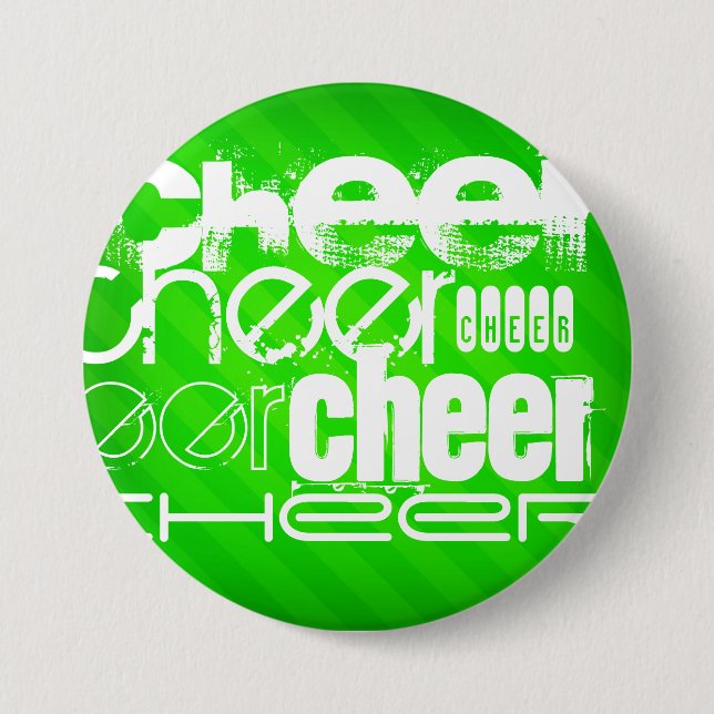 Neon Green Stripes 3 Inch Round Button (Front)