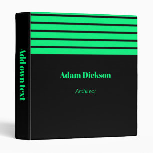 Neon green stripes black employee binder