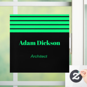 Neon green stripes black window cling