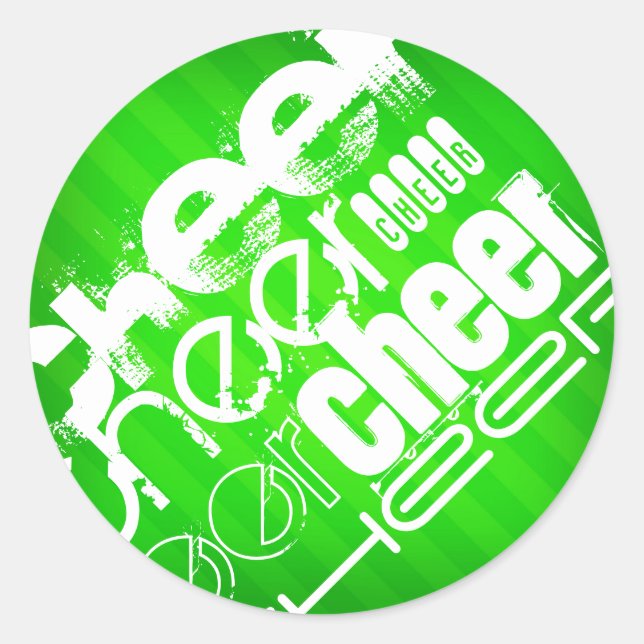 Neon Green Stripes Classic Round Sticker (Front)