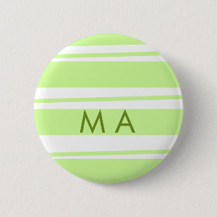 Neon green stripes Greek pattern letter monogram 2 Inch Round Button