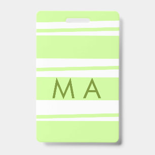 Neon green stripes Greek pattern letter monogram Badge