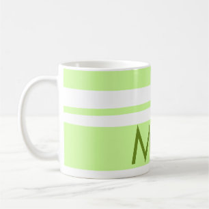 Neon green stripes Greek pattern letter monogram Coffee Mug
