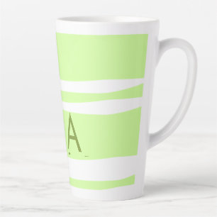 Neon green stripes Greek pattern letter monogram Latte Mug