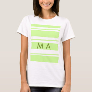 Neon green  stripes Greek pattern letter monogram  T-Shirt