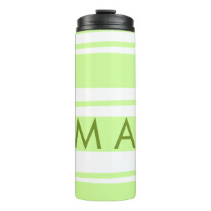 Neon green stripes Greek pattern letter monogram Thermal Tumbler