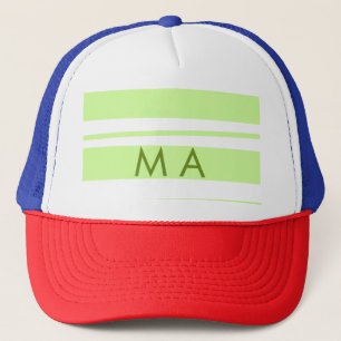 Neon green stripes Greek pattern letter monogram Trucker Hat