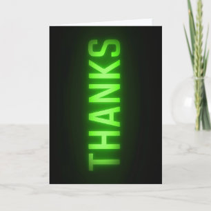 Neon Green Thanks Sign On Black Card