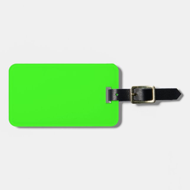 Neon Green Upscale Monochromatic Luggage Tag (Front Horizontal)