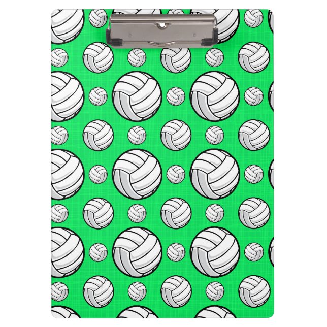 Neon Green Volleyball Pattern Clipboard (Front)