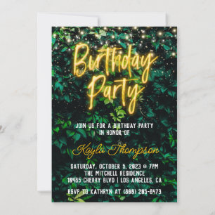Neon Green Wall Green Invitation de fête d'anniver