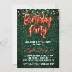 Neon Green Wall Green Invitation de fête d'anniver