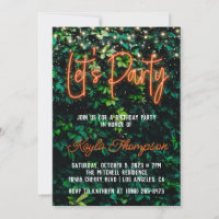 Neon Green Wall Invitation fêtée