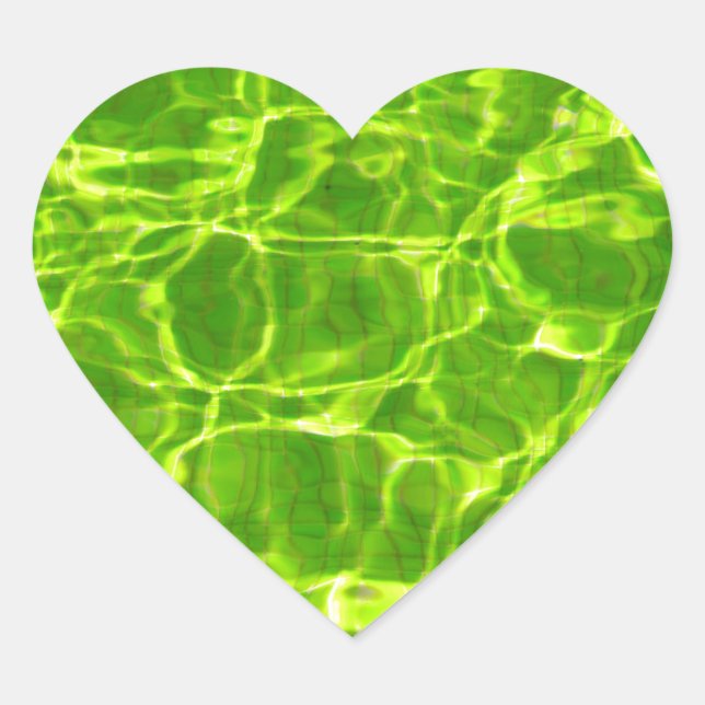 Neon Green Water Patterns Background Blank Modern Heart Sticker (Front)