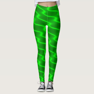 Neon Green Wavy Lines Leggings