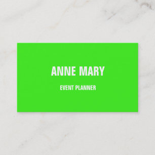 Neon Green White Bright Colourful Weddings Events  Business Card