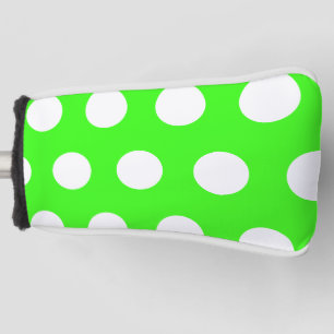 Neon Green White Large Polka Dots Golf Head Cover