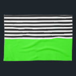 Neon Green With Black and White Stripes Kitchen Towel<br><div class="desc">Neon Green With Black and White Stripes</div>